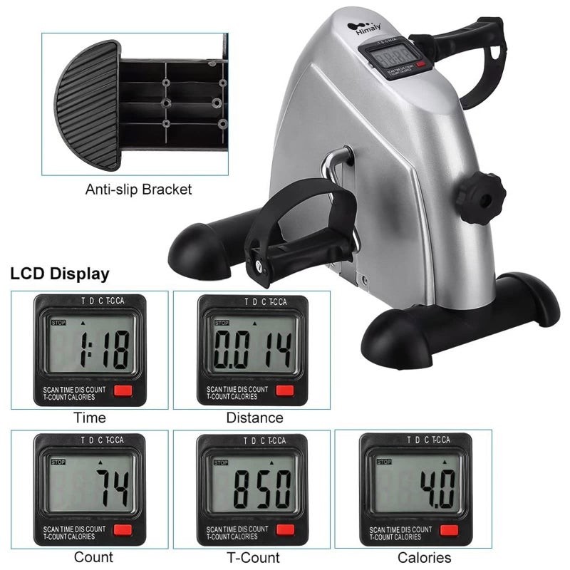 HIMALY Mini Exercise Bike, himaly Under Desk Bike Pedal Exerciser Portable Foot Cycle Arm & Leg Peddler Machine with LCD Screen Displays - Image 2